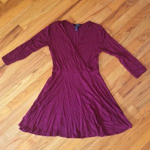 Forever 21 Maroon V neck dress
